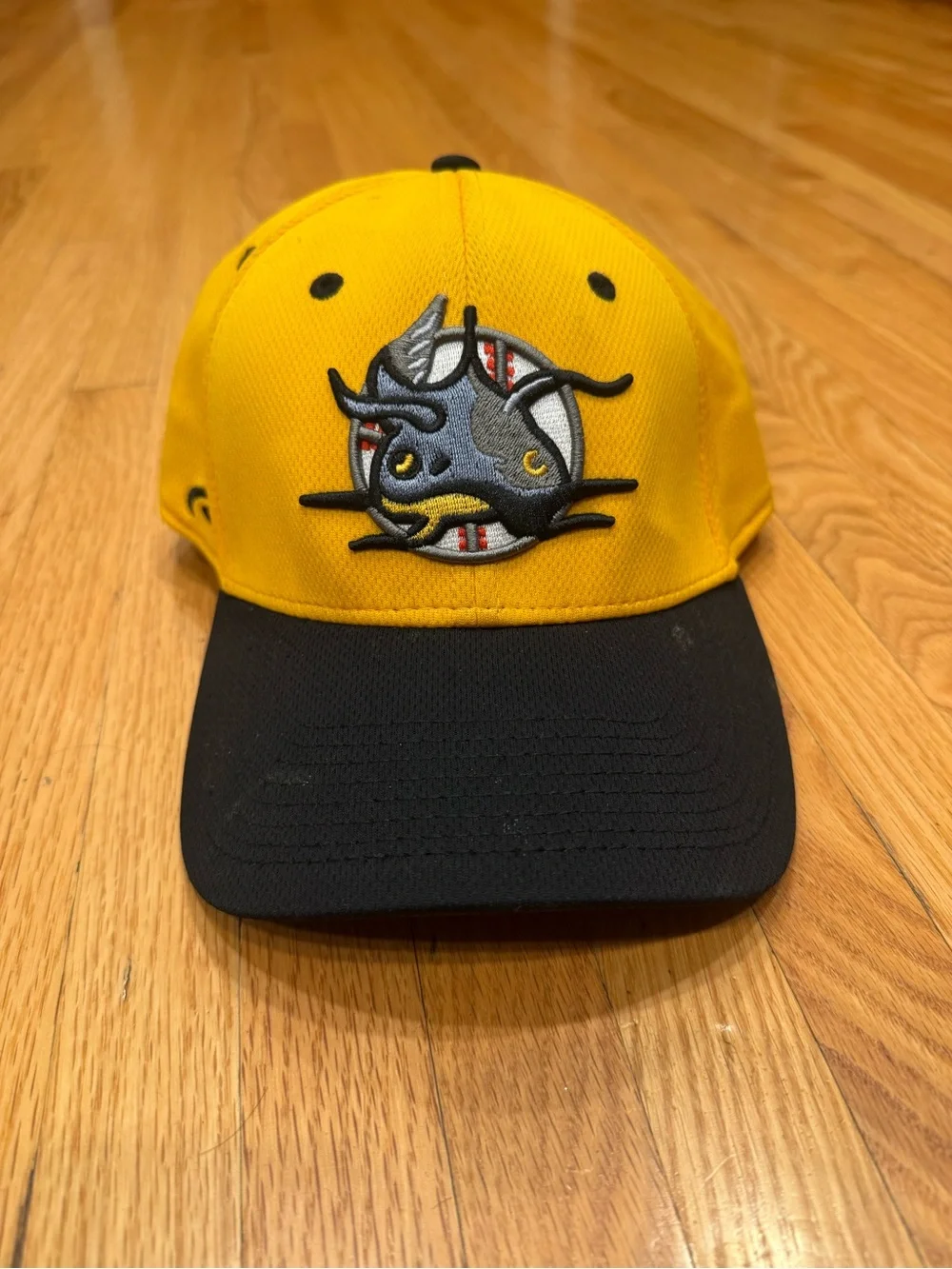 Yellow and Black Baseball Cap with Embroidered Shark Patch